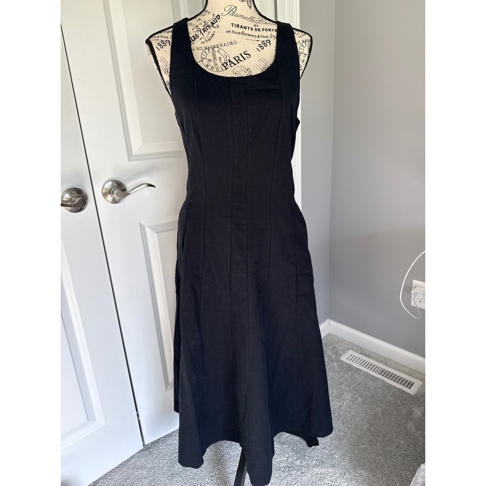 A New Day Womens Black Sleeveless Paneled Fit and Flare Midi Dress with Pockets